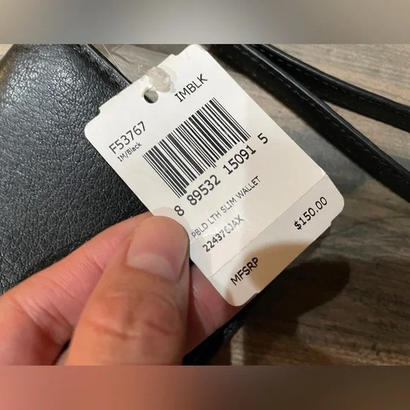 NWT Coach Pebble Leather Bi-Fold Slim Wallet Black F53767 - Picture 4 of 4